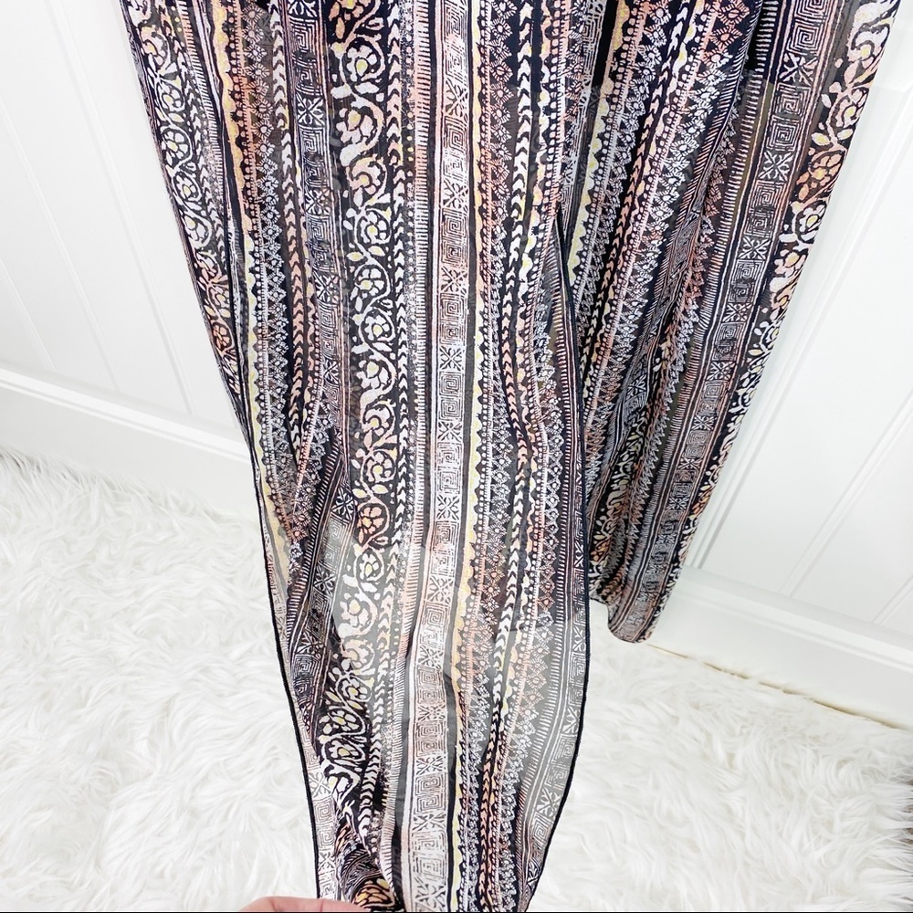 Socialite Boho Print Double Slit Maxi Skirt Sheer - Picture 2 of 6